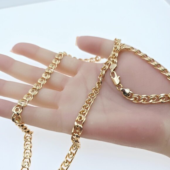 Rose Gold Round Chain Necklace Gold Plated on High Quality Brass, XPNL0073 - Picture 12 of 12